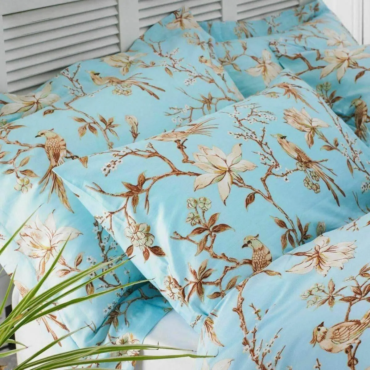 100% Egyptian Cotton Floral Bird Duvet Cover Set
