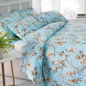 100% Egyptian Cotton Floral Bird Duvet Cover Set