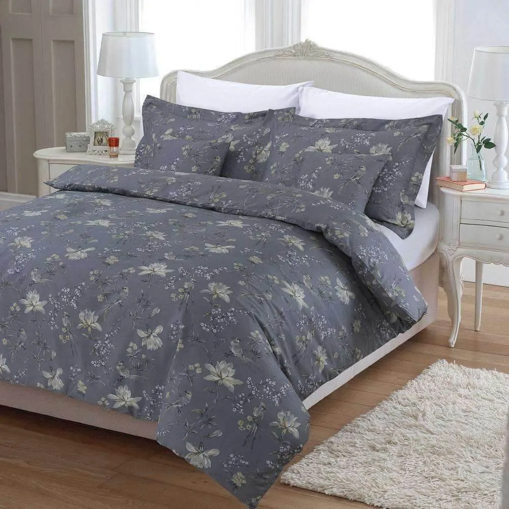 100% Egyptian Cotton Floral Bird Duvet Cover Set