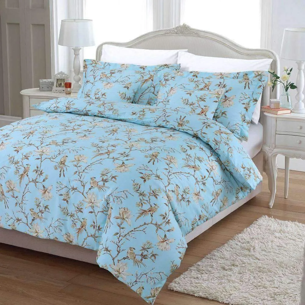 100% Egyptian Cotton Floral Bird Duvet Cover Set