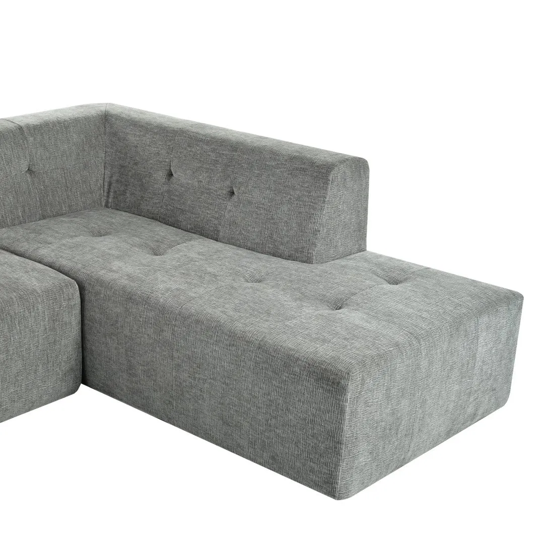 112.2*74" Modular Living Room Sofa Set, Modern Minimalist Upholstered Sofa Bed, 2 Piece Combination, L-Shaped, Light Gray