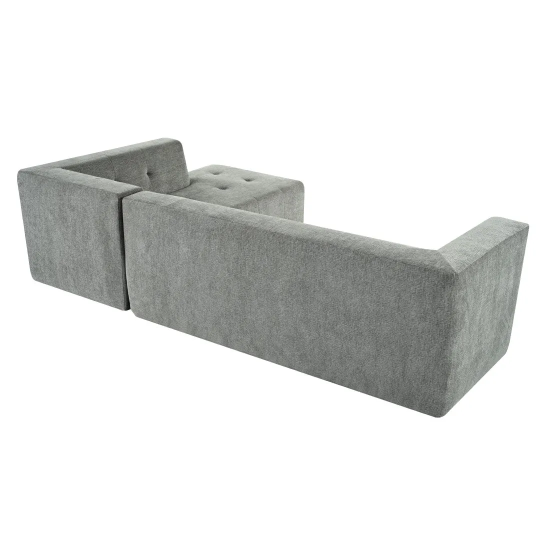 112.2*74" Modular Living Room Sofa Set, Modern Minimalist Upholstered Sofa Bed, 2 Piece Combination, L-Shaped, Light Gray