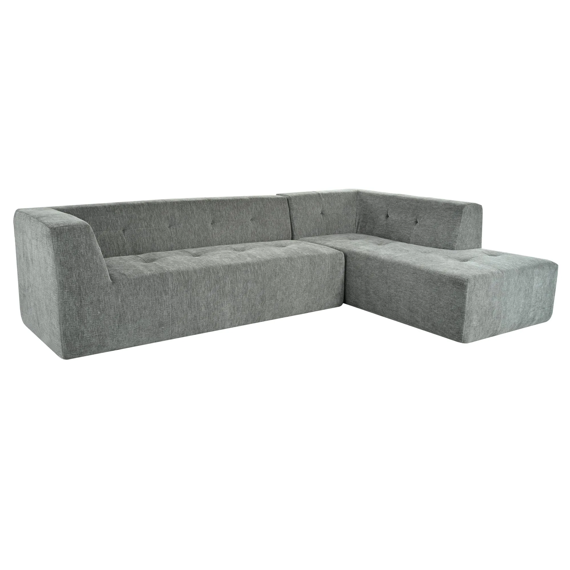 112.2*74" Modular Living Room Sofa Set, Modern Minimalist Upholstered Sofa Bed, 2 Piece Combination, L-Shaped, Light Gray