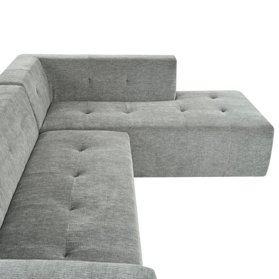 112.2*74" Modular Living Room Sofa Set, Modern Minimalist Upholstered Sofa Bed, 2 Piece Combination, L-Shaped, Light Gray