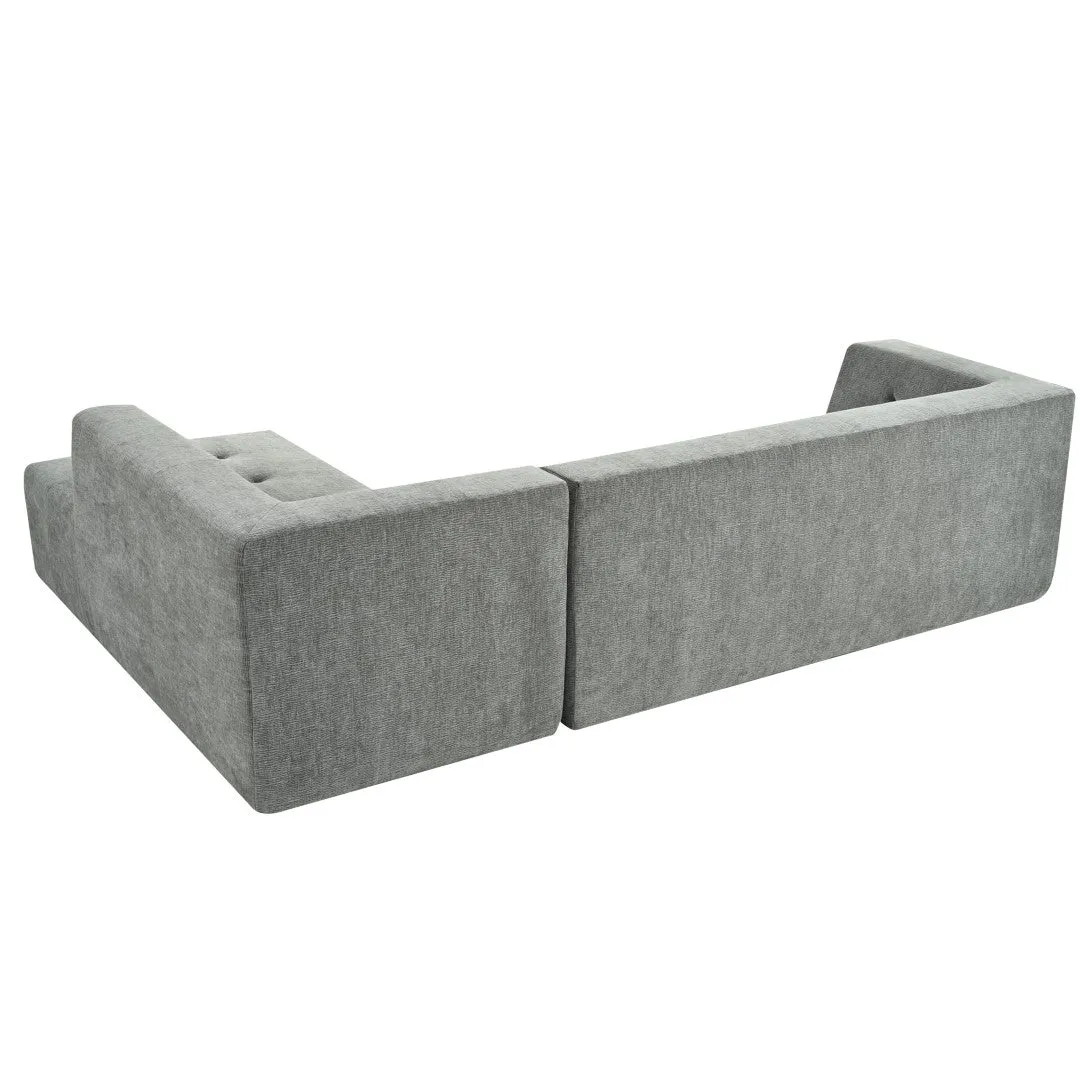 112.2*74" Modular Living Room Sofa Set, Modern Minimalist Upholstered Sofa Bed, 2 Piece Combination, L-Shaped, Light Gray