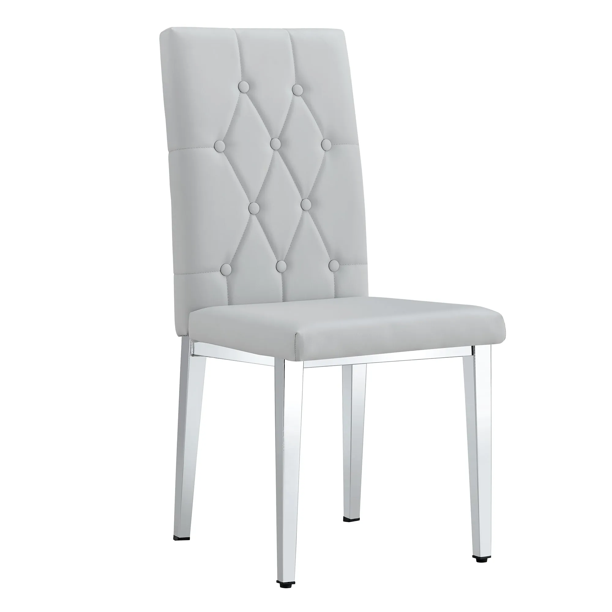 4-Piece Dining Chairs, Light Gray with Checkered Buckle Design. Modern & Classic Touch, Ideal for Kitchens, Conference Rooms.