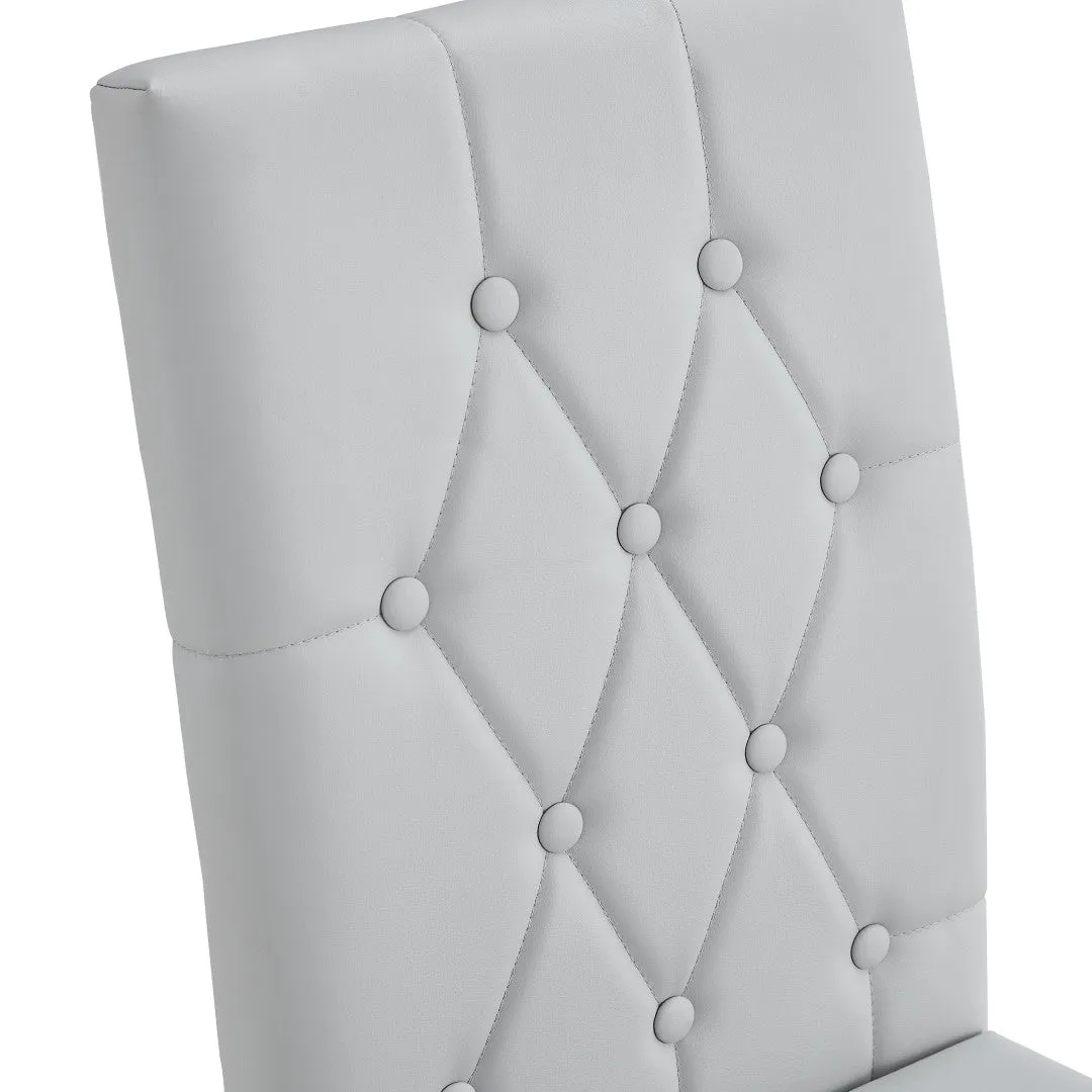 4-Piece Dining Chairs, Light Gray with Checkered Buckle Design. Modern & Classic Touch, Ideal for Kitchens, Conference Rooms.
