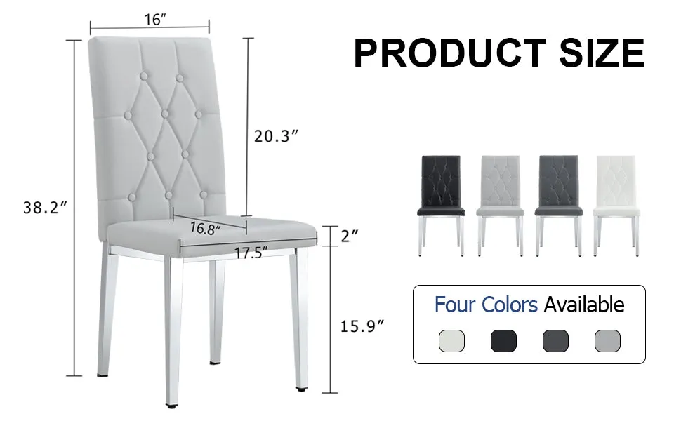 4-Piece Dining Chairs, Light Gray with Checkered Buckle Design. Modern & Classic Touch, Ideal for Kitchens, Conference Rooms.