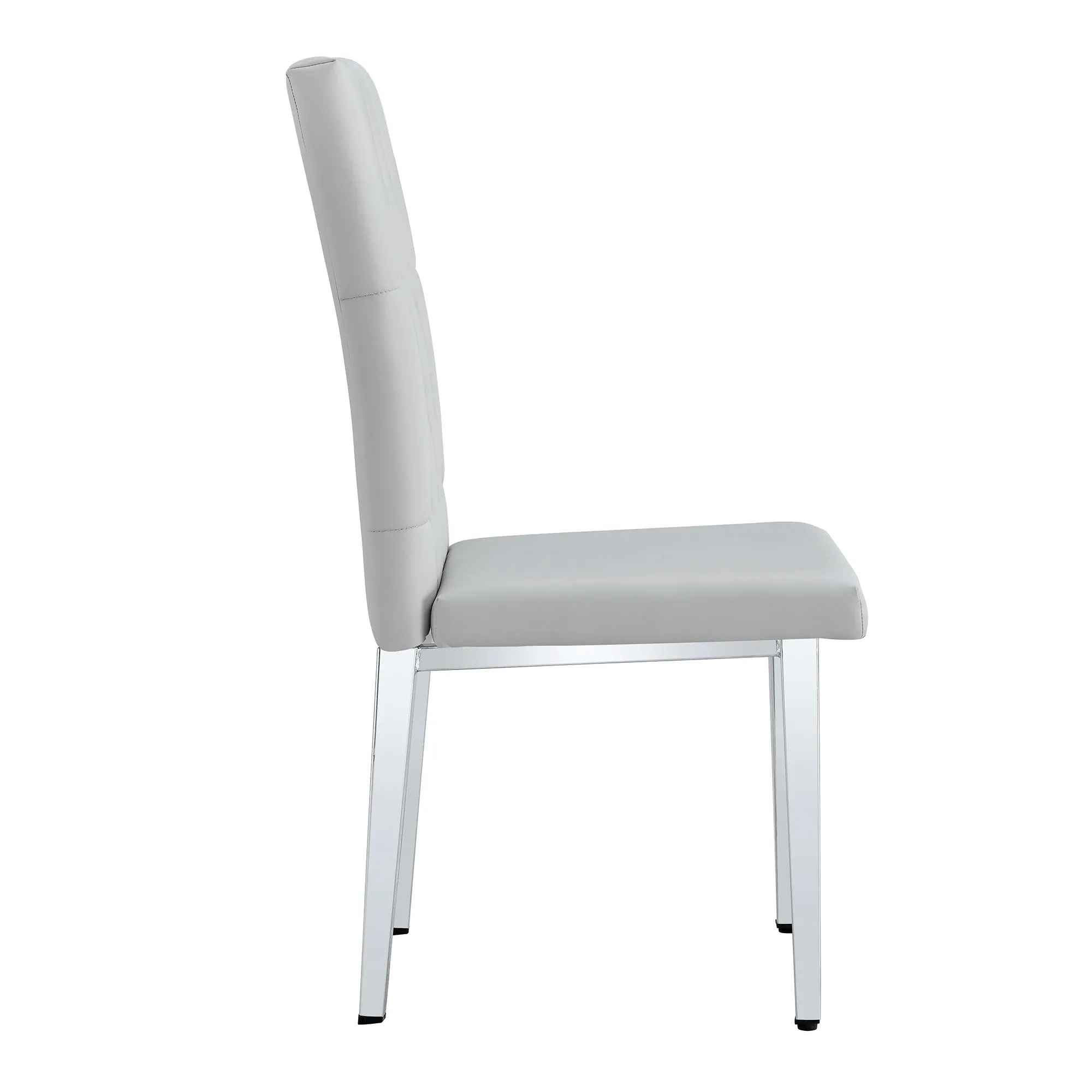 4-Piece Dining Chairs, Light Gray with Checkered Buckle Design. Modern & Classic Touch, Ideal for Kitchens, Conference Rooms.