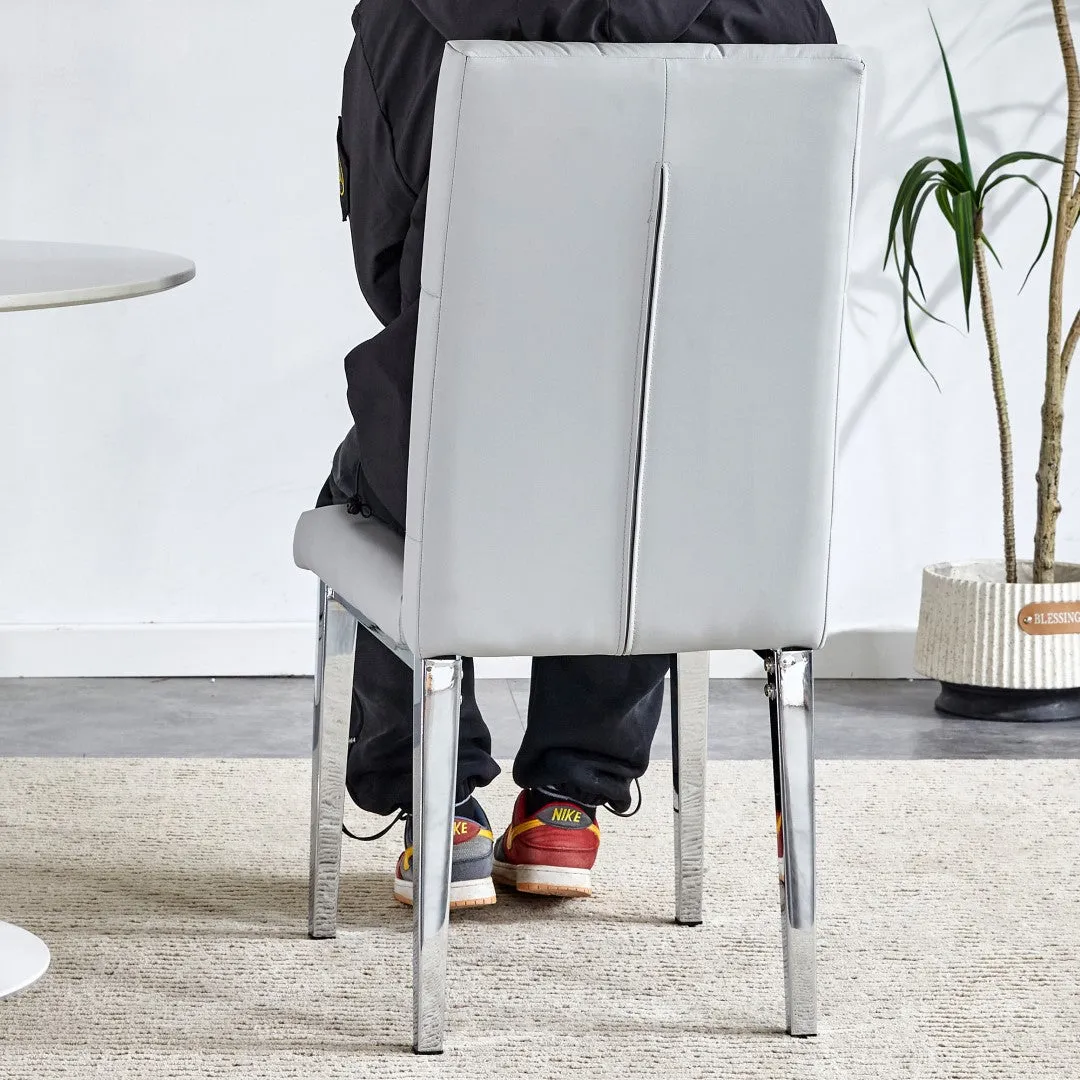4-Piece Dining Chairs, Light Gray with Checkered Buckle Design. Modern & Classic Touch, Ideal for Kitchens, Conference Rooms.