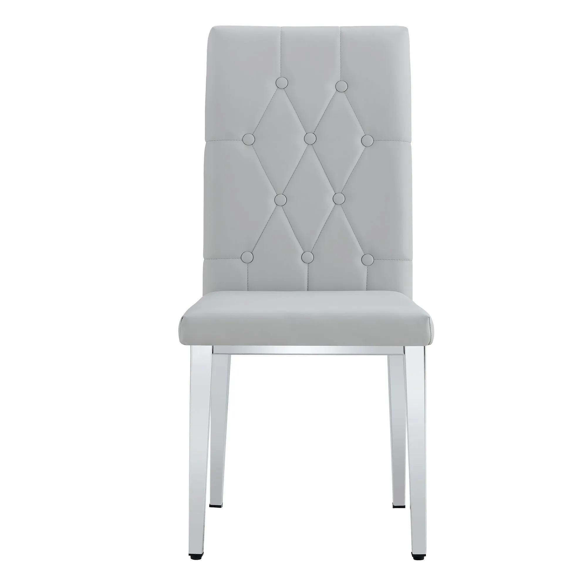 4-Piece Dining Chairs, Light Gray with Checkered Buckle Design. Modern & Classic Touch, Ideal for Kitchens, Conference Rooms.