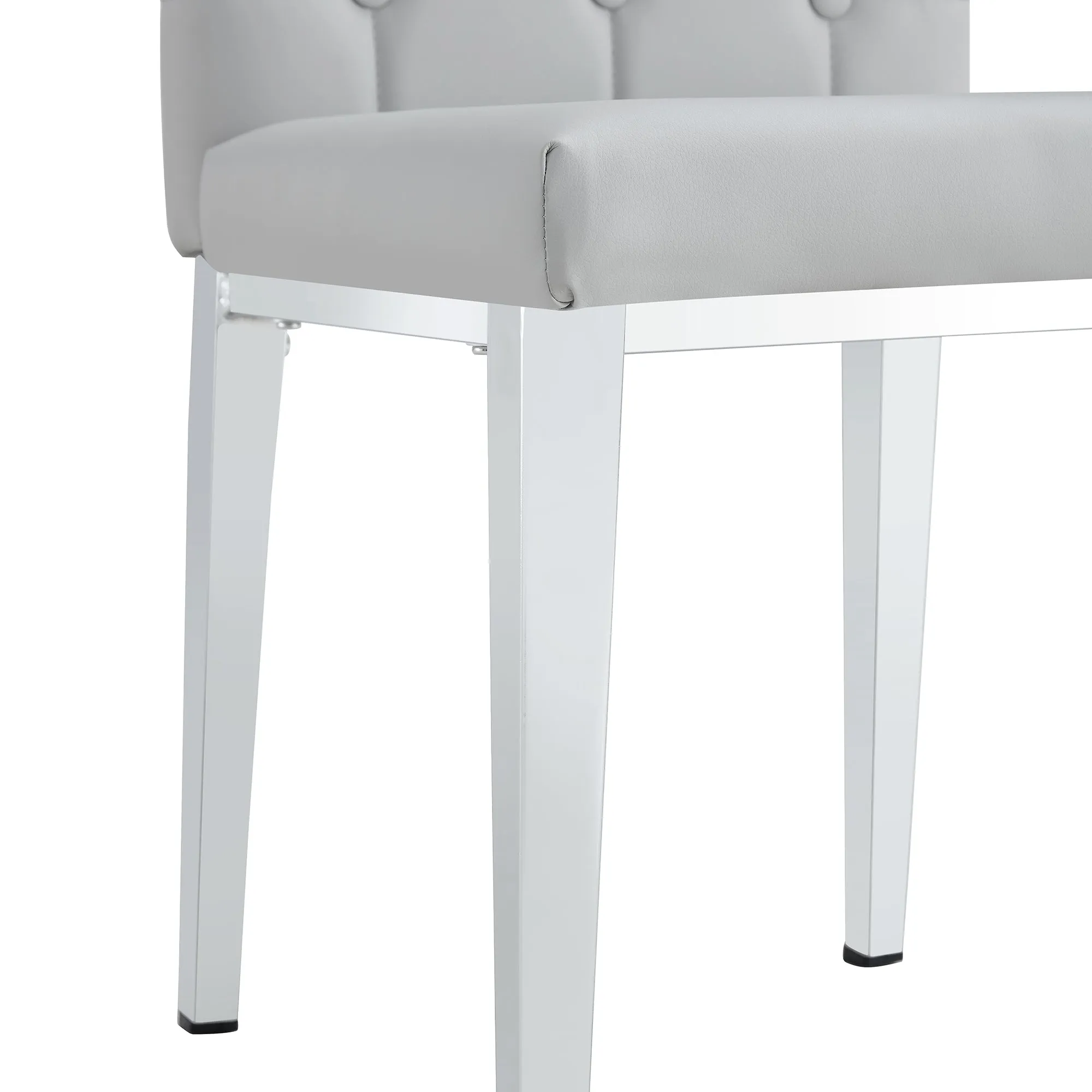 4-Piece Dining Chairs, Light Gray with Checkered Buckle Design. Modern & Classic Touch, Ideal for Kitchens, Conference Rooms.
