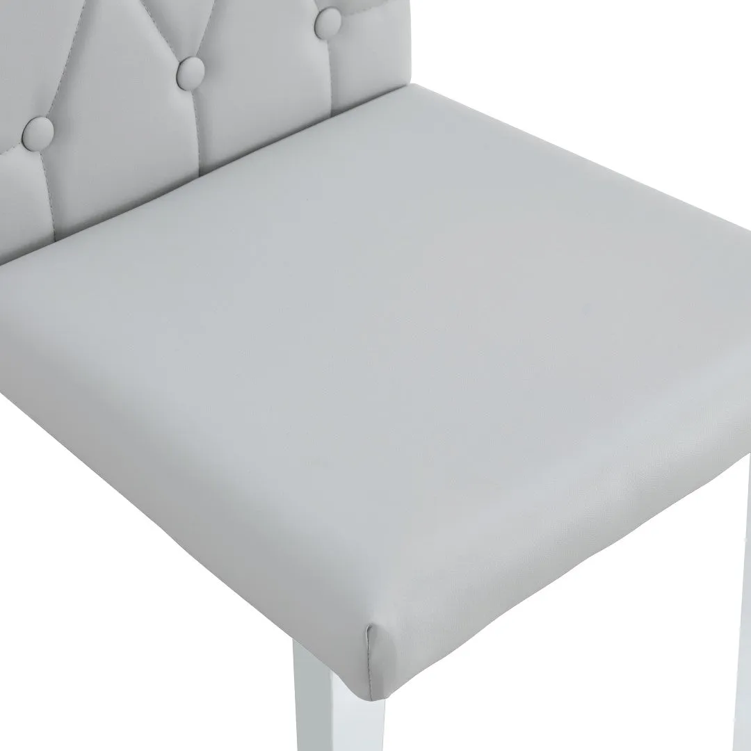 4-Piece Dining Chairs, Light Gray with Checkered Buckle Design. Modern & Classic Touch, Ideal for Kitchens, Conference Rooms.