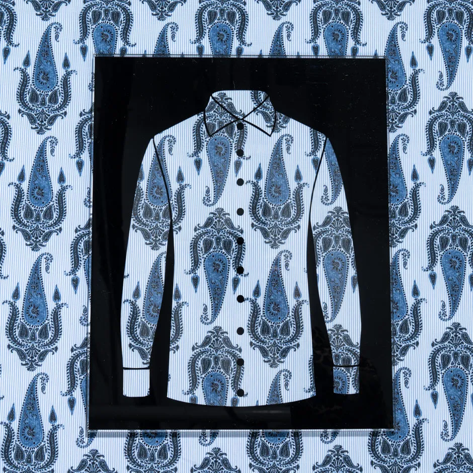 All Blue Paisley Printed Pure Cotton Shirting
