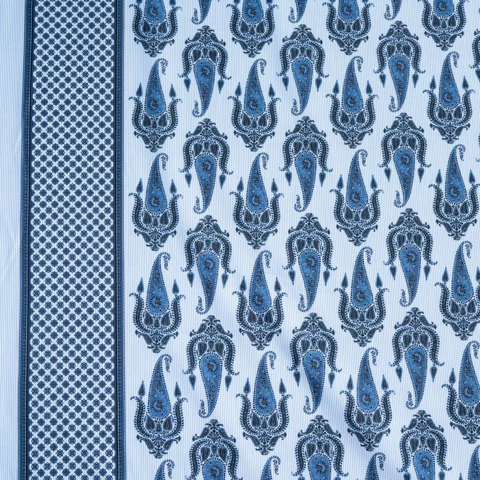 All Blue Paisley Printed Pure Cotton Shirting