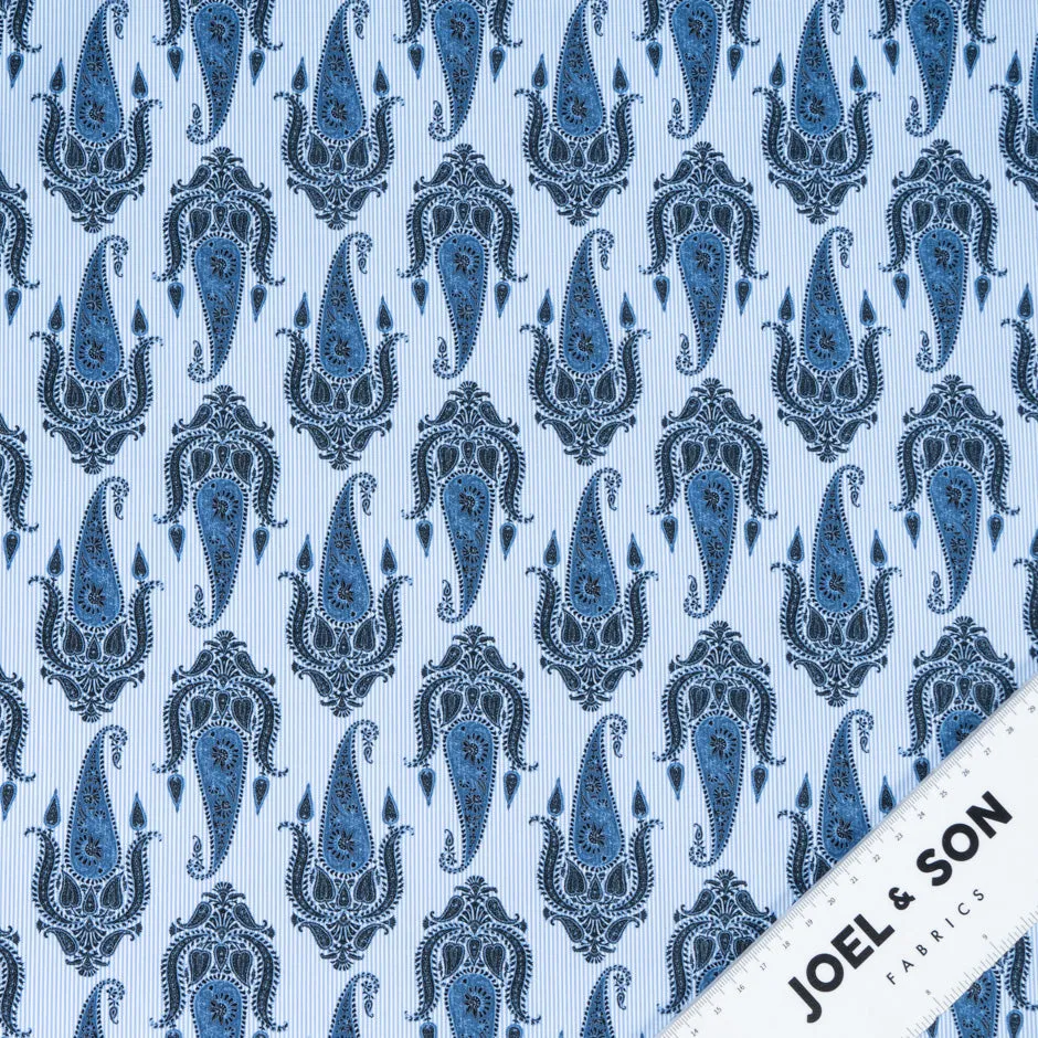 All Blue Paisley Printed Pure Cotton Shirting