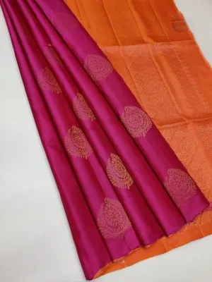 Amazing Dark Pink Soft Silk Saree With Verdant Blouse Piece