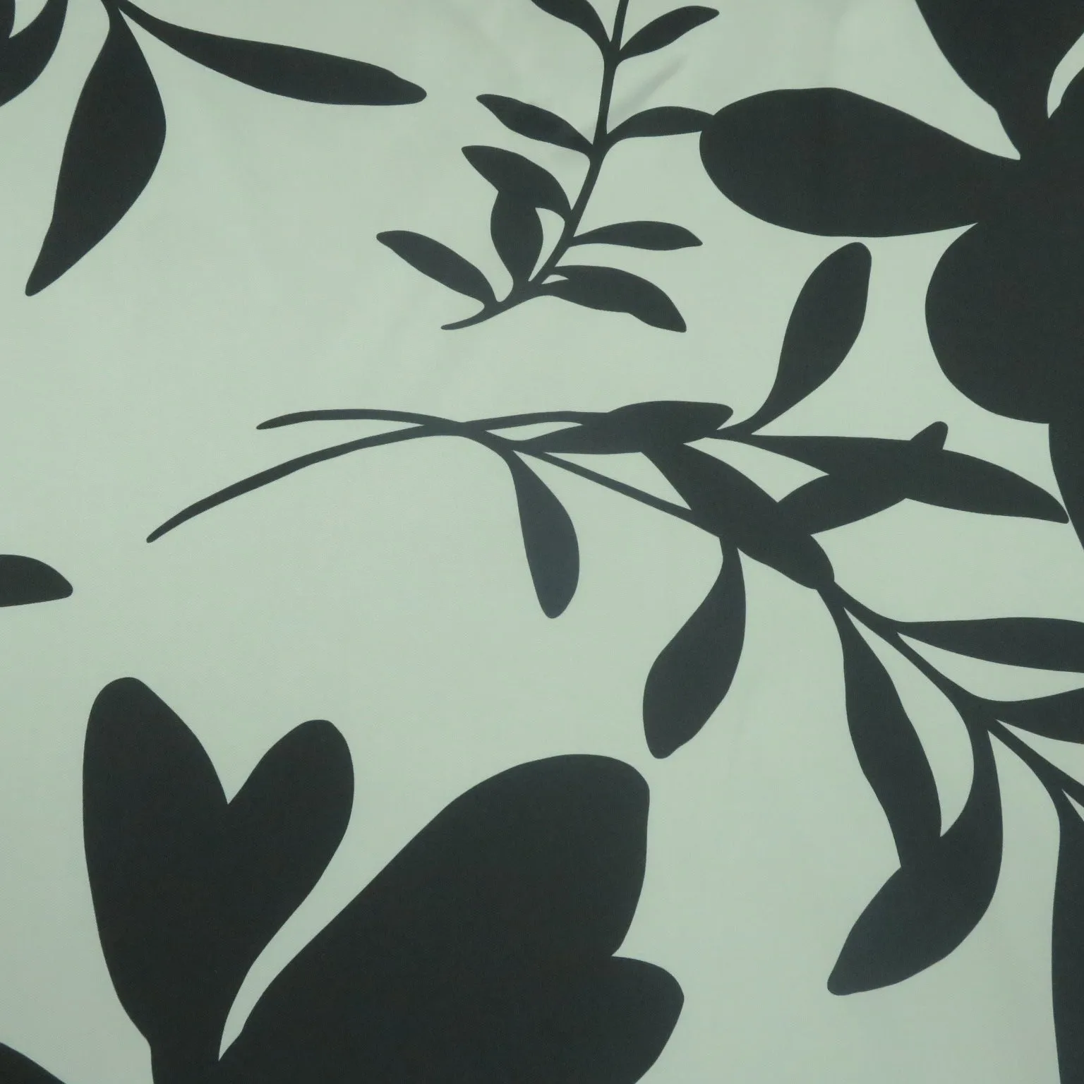 Black Florals on a Light Gray Background Printed Polyester Mikado Fabric