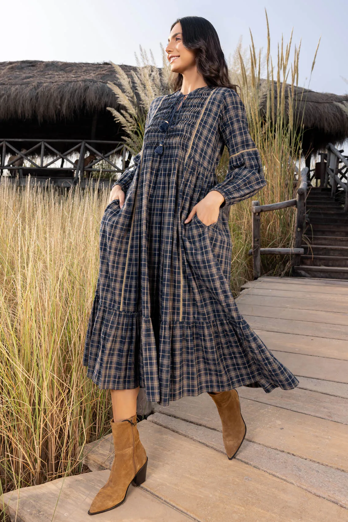 Blue Checked Dress