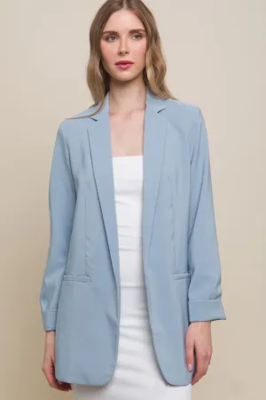 Blue Stone Woven Solid Vertigo Blazer