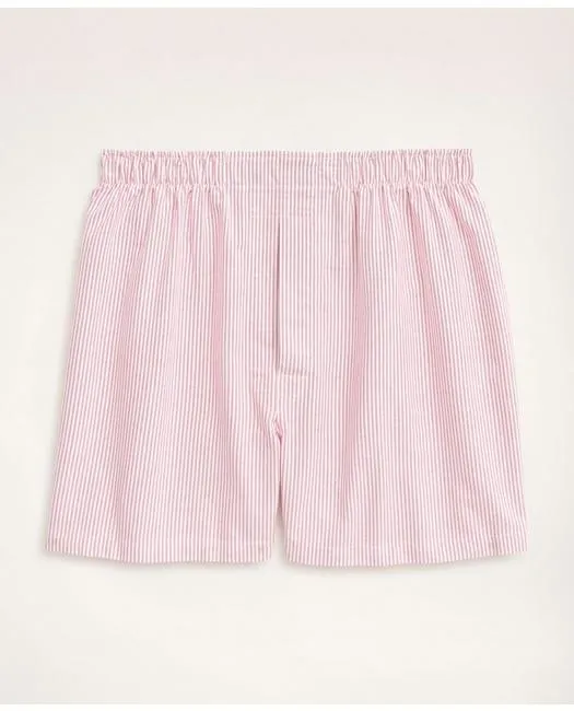 Brooks Brothers Men's Cotton Oxford Candy Stripe Boxers Red