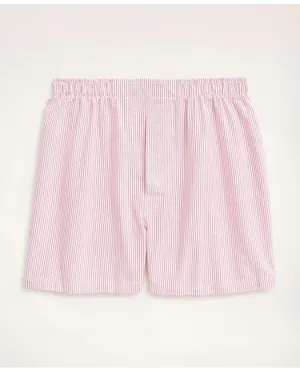 Brooks Brothers Men's Cotton Oxford Candy Stripe Boxers Red