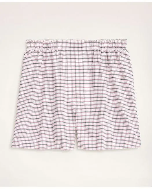 Brooks Brothers Men's Cotton Oxford Tattersall Boxers Red