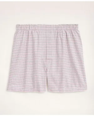 Brooks Brothers Men's Cotton Oxford Tattersall Boxers Red