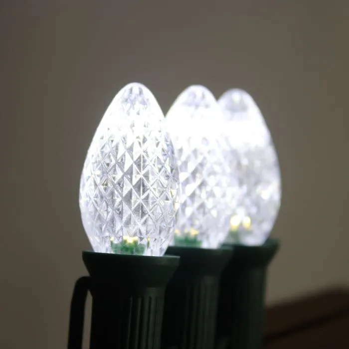C7 Pure (Cool) White Twinkle LED Bulbs E12 Bases (25 Pack)