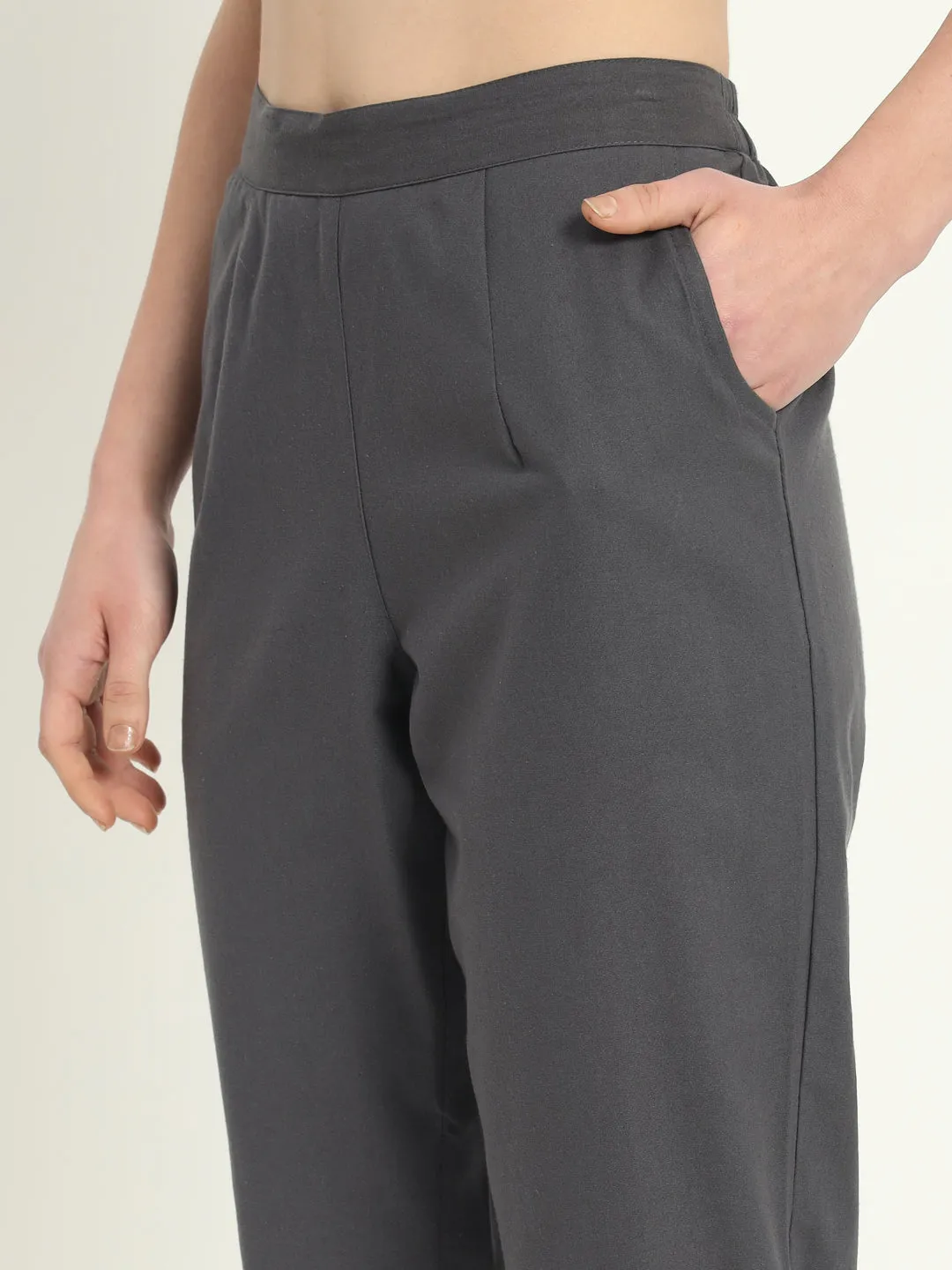 CEMENT GREY COTTON PANTS