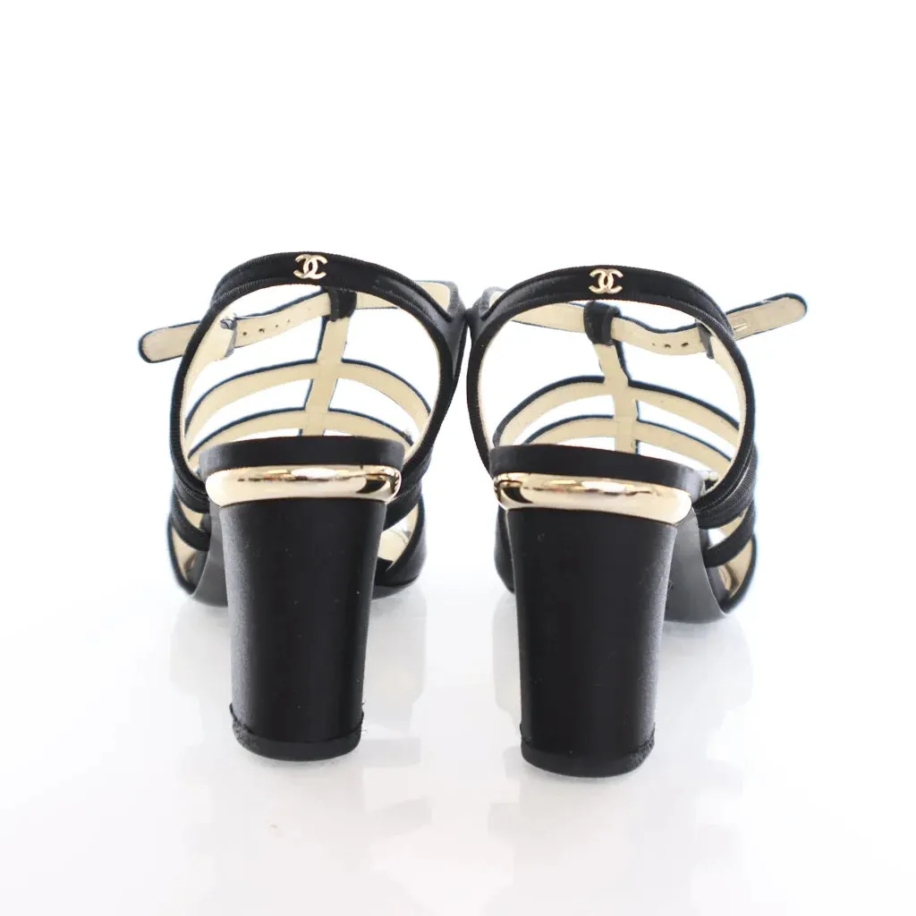 Chanel Bow Pearl Satin Sandals Sz 40