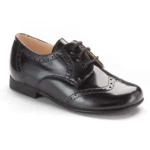 Classic Kids’ Black Wingtip Oxford Shoes with Brogue Detailing