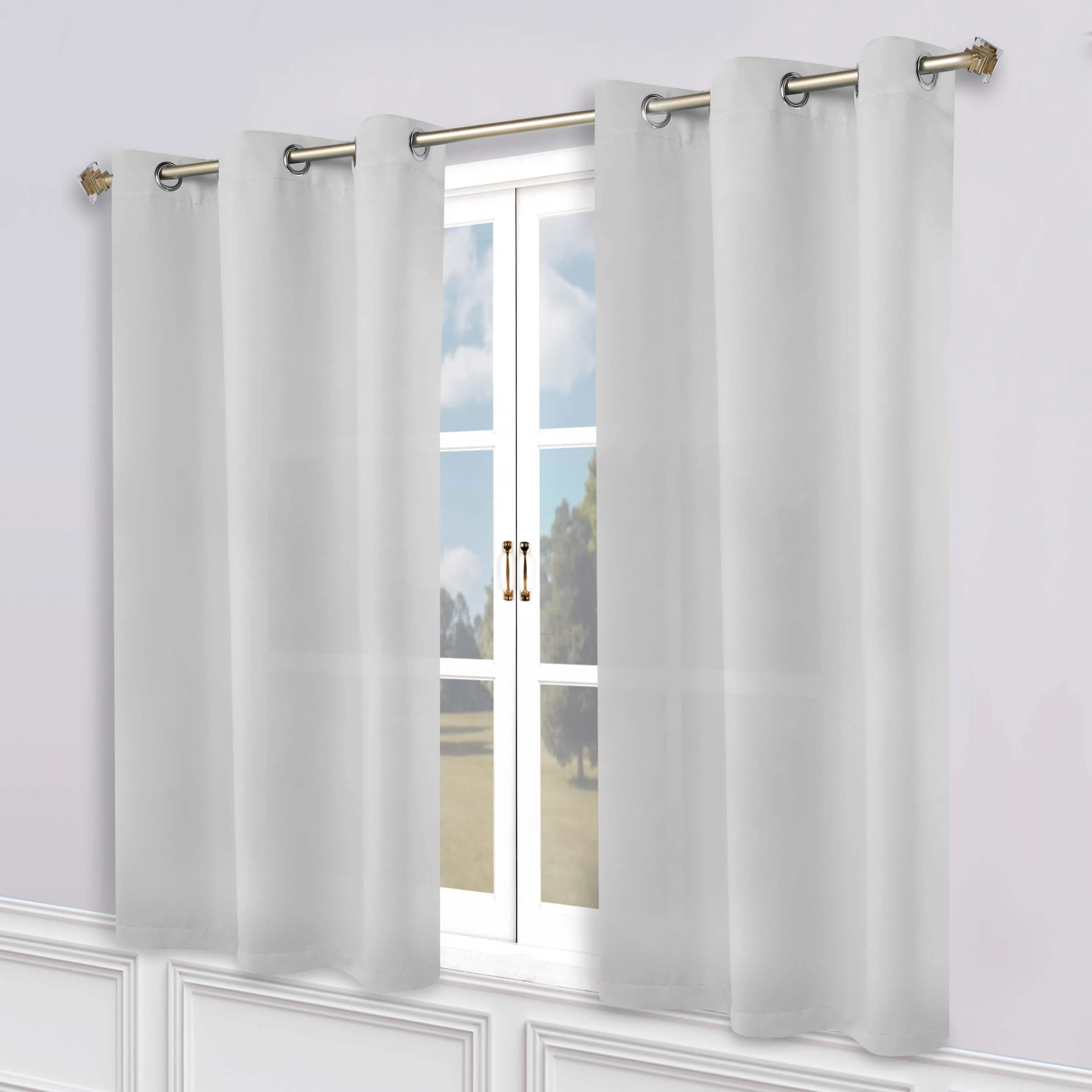 Classic Modern Solid Room Darkening Blackout Curtain Panels, Set of 2