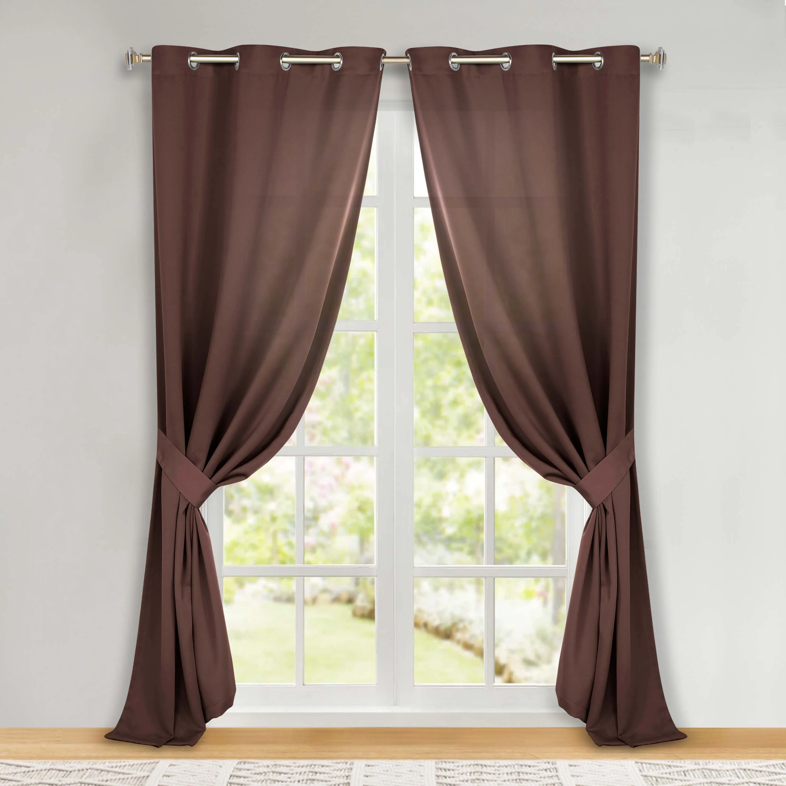 Classic Modern Solid Room Darkening Blackout Curtain Panels, Set of 2