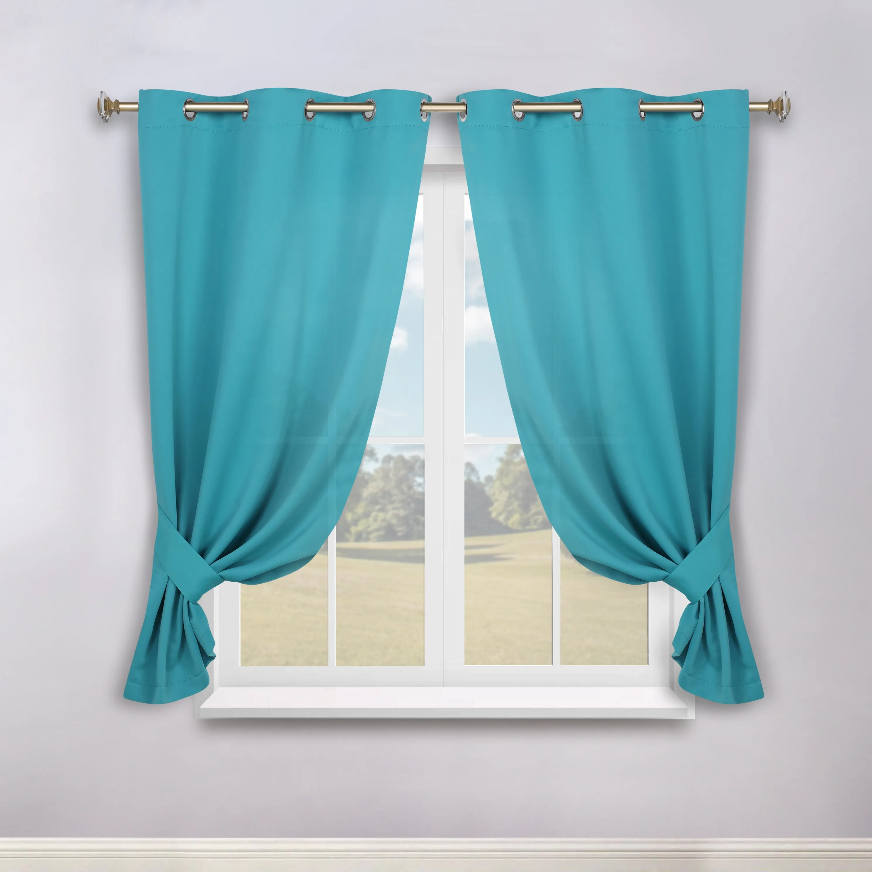 Classic Modern Solid Room Darkening Blackout Curtain Panels, Set of 2
