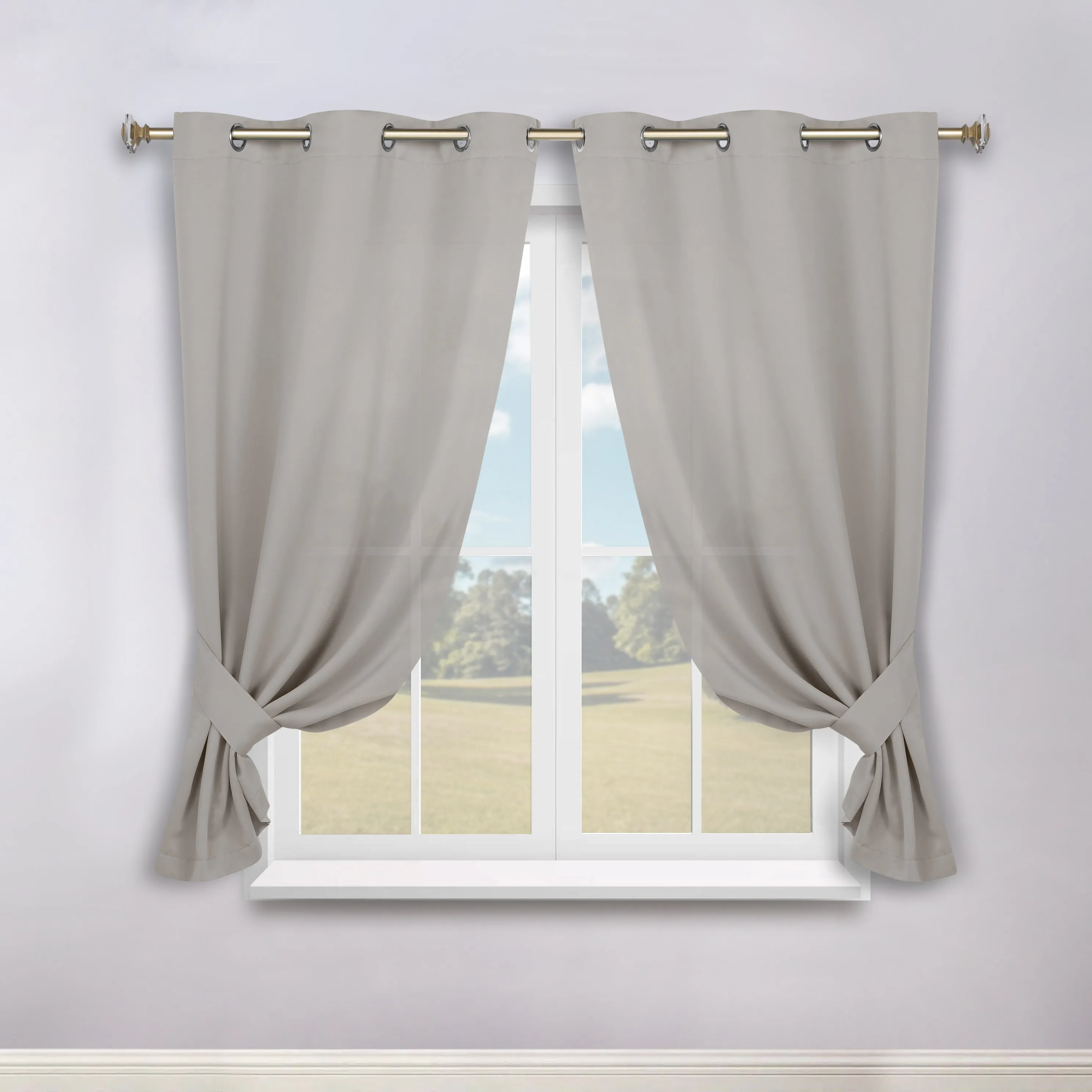 Classic Modern Solid Room Darkening Blackout Curtain Panels, Set of 2