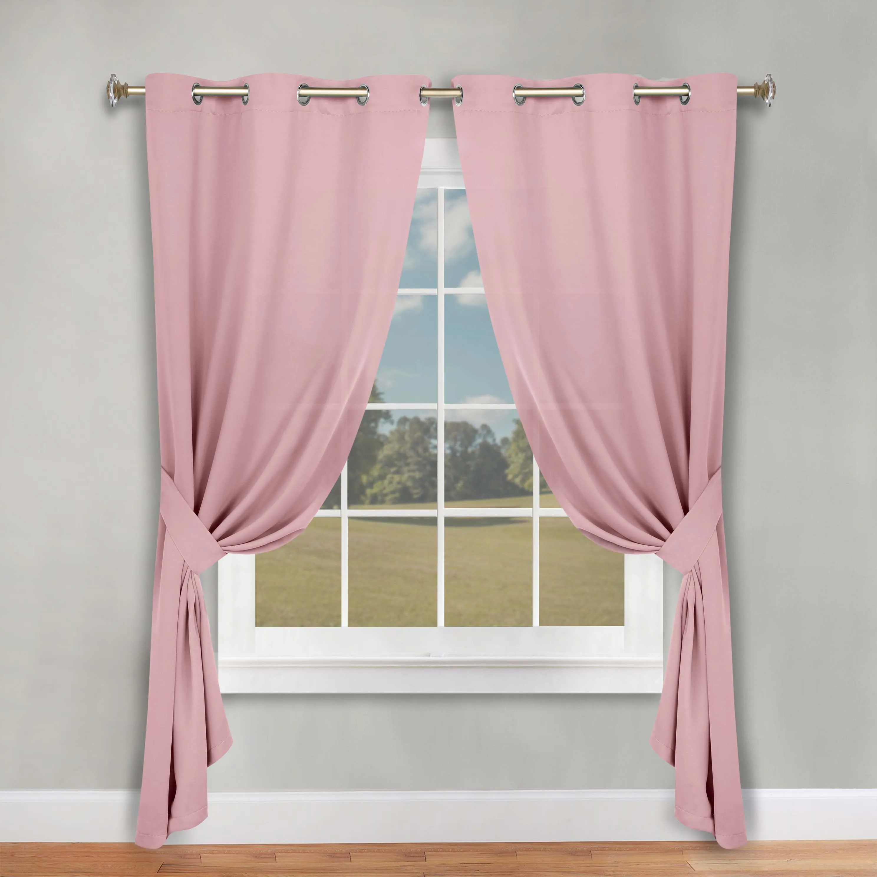 Classic Modern Solid Room Darkening Blackout Curtain Panels, Set of 2