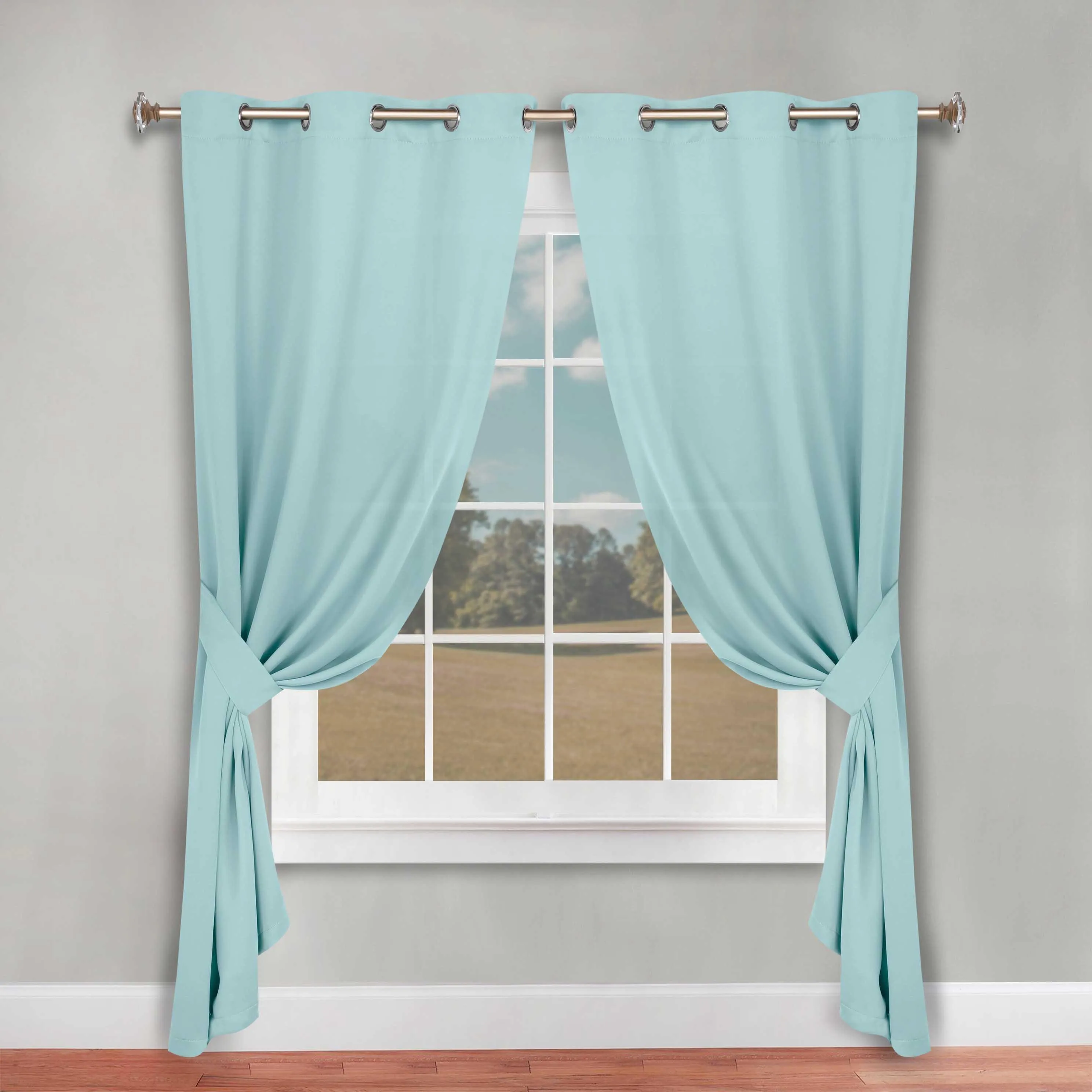 Classic Modern Solid Room Darkening Blackout Curtain Panels, Set of 2