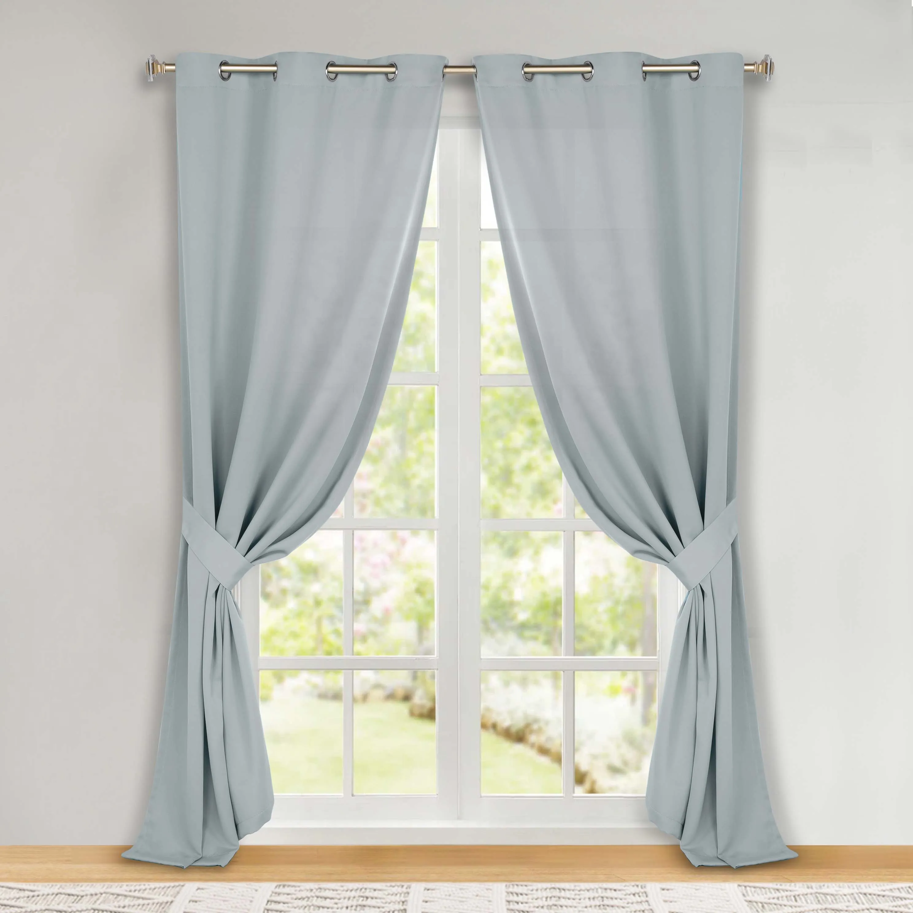 Classic Modern Solid Room Darkening Blackout Curtain Panels, Set of 2