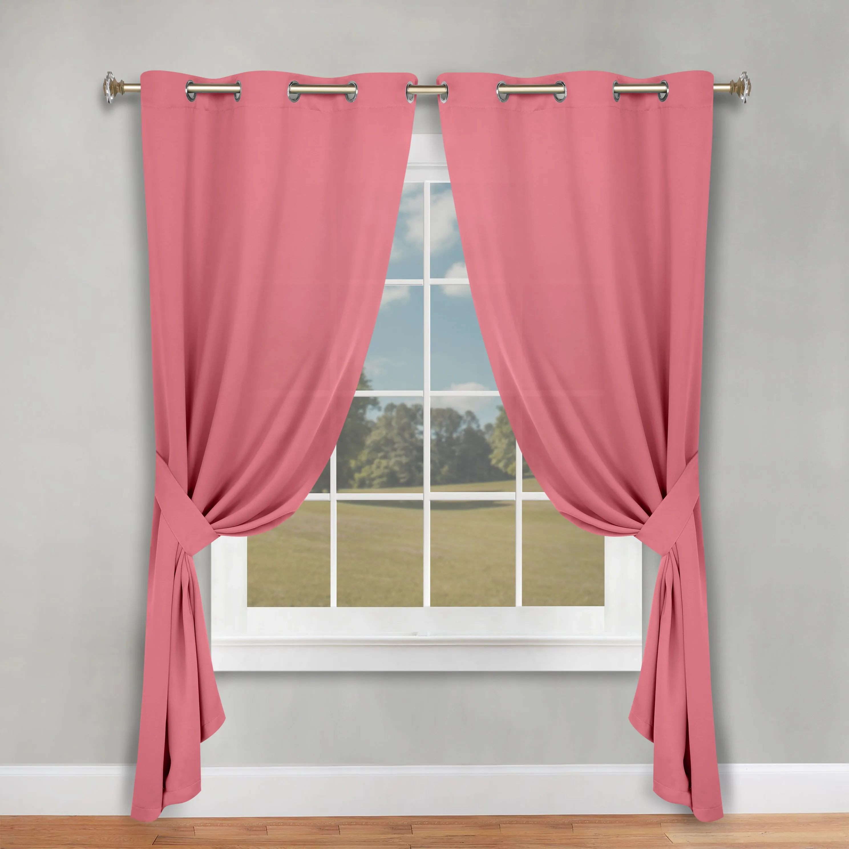 Classic Modern Solid Room Darkening Blackout Curtain Panels, Set of 2