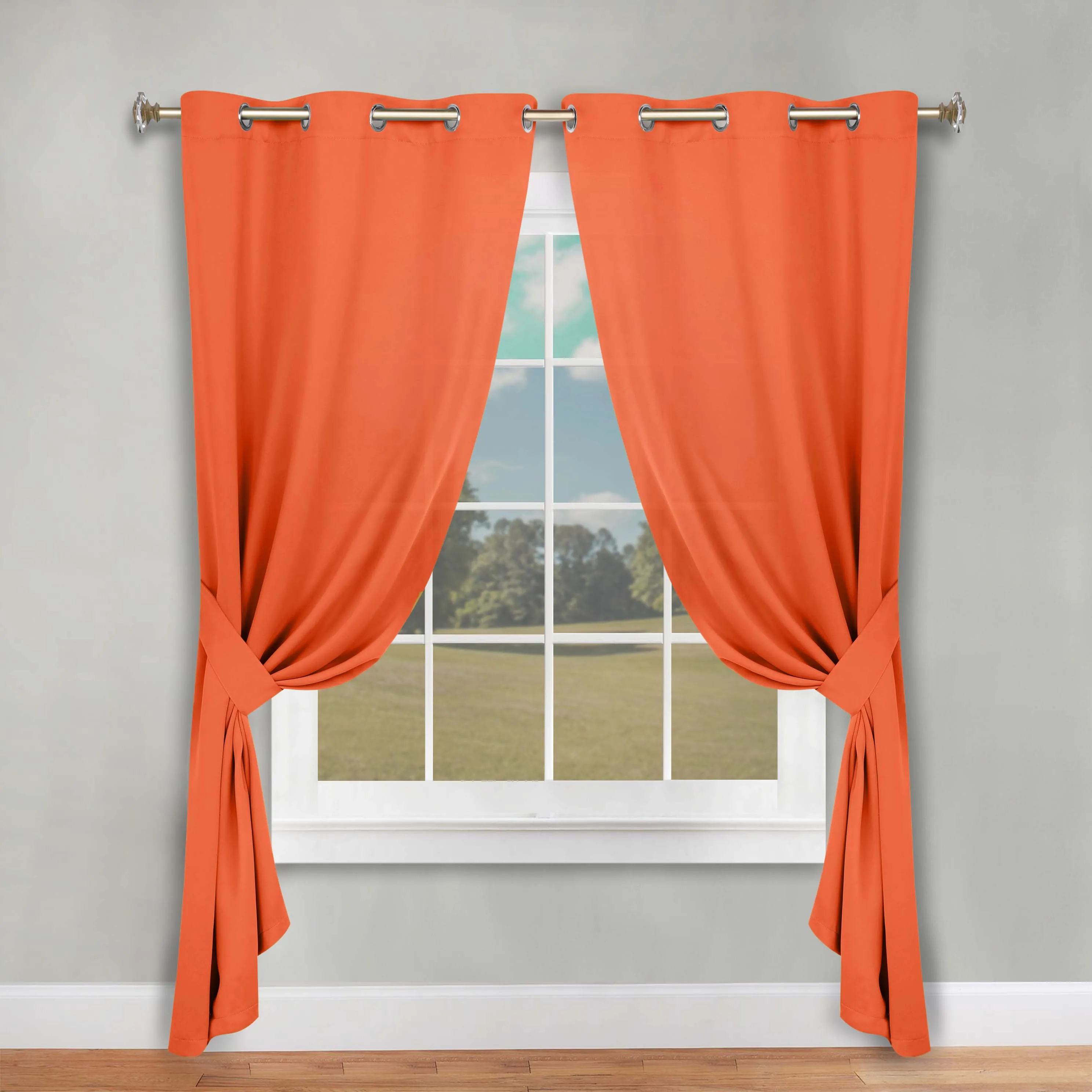 Classic Modern Solid Room Darkening Blackout Curtain Panels, Set of 2