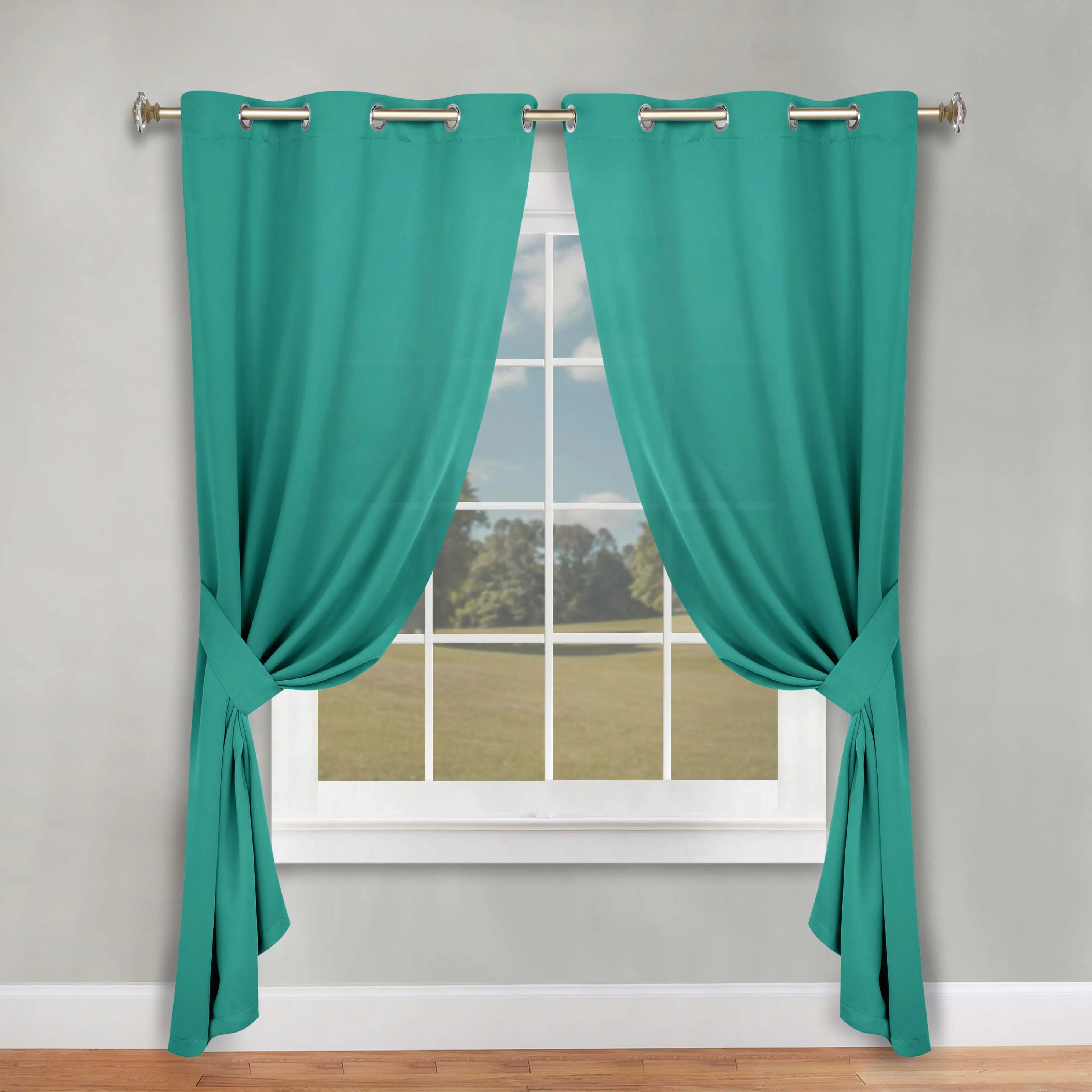 Classic Modern Solid Room Darkening Blackout Curtain Panels, Set of 2