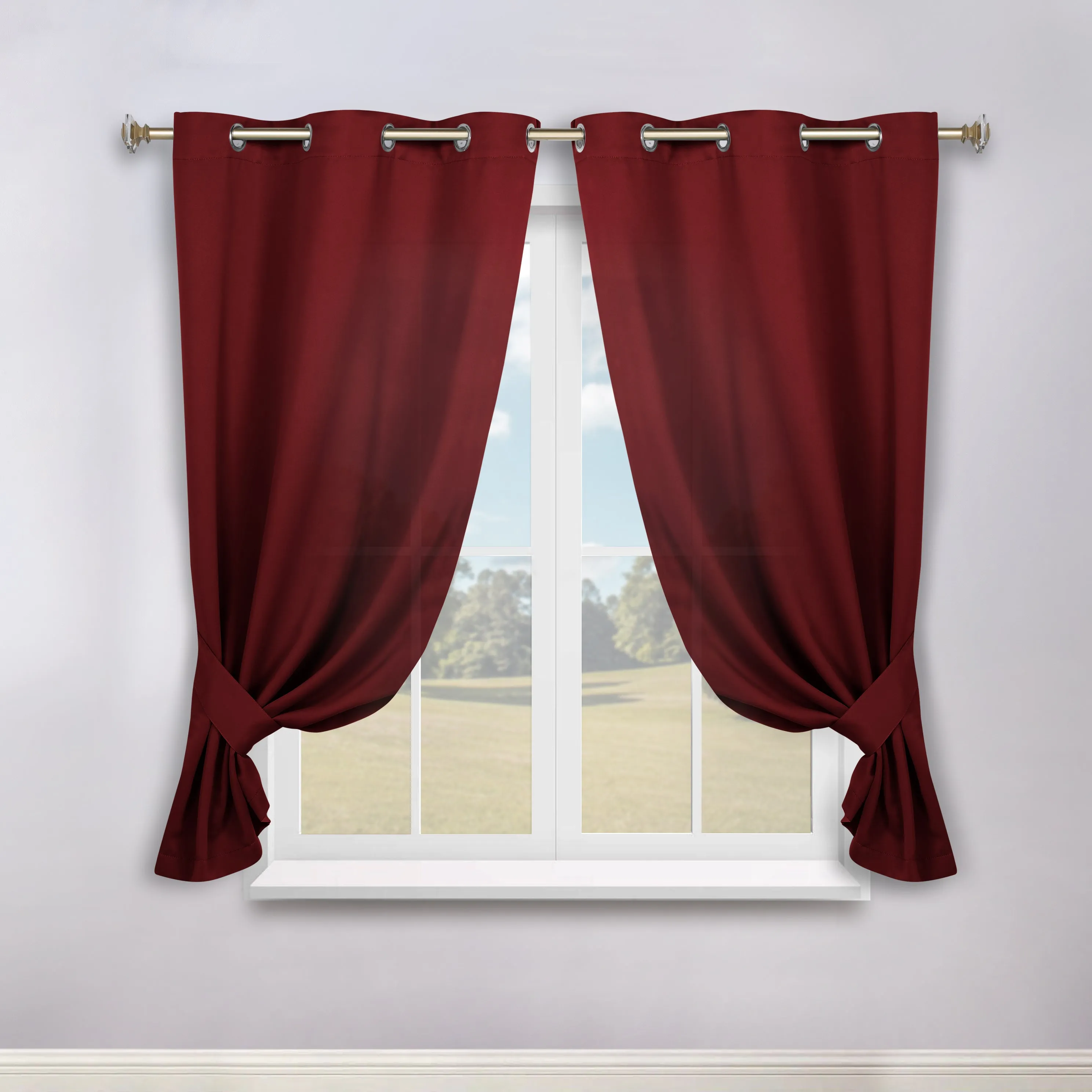 Classic Modern Solid Room Darkening Blackout Curtain Panels, Set of 2