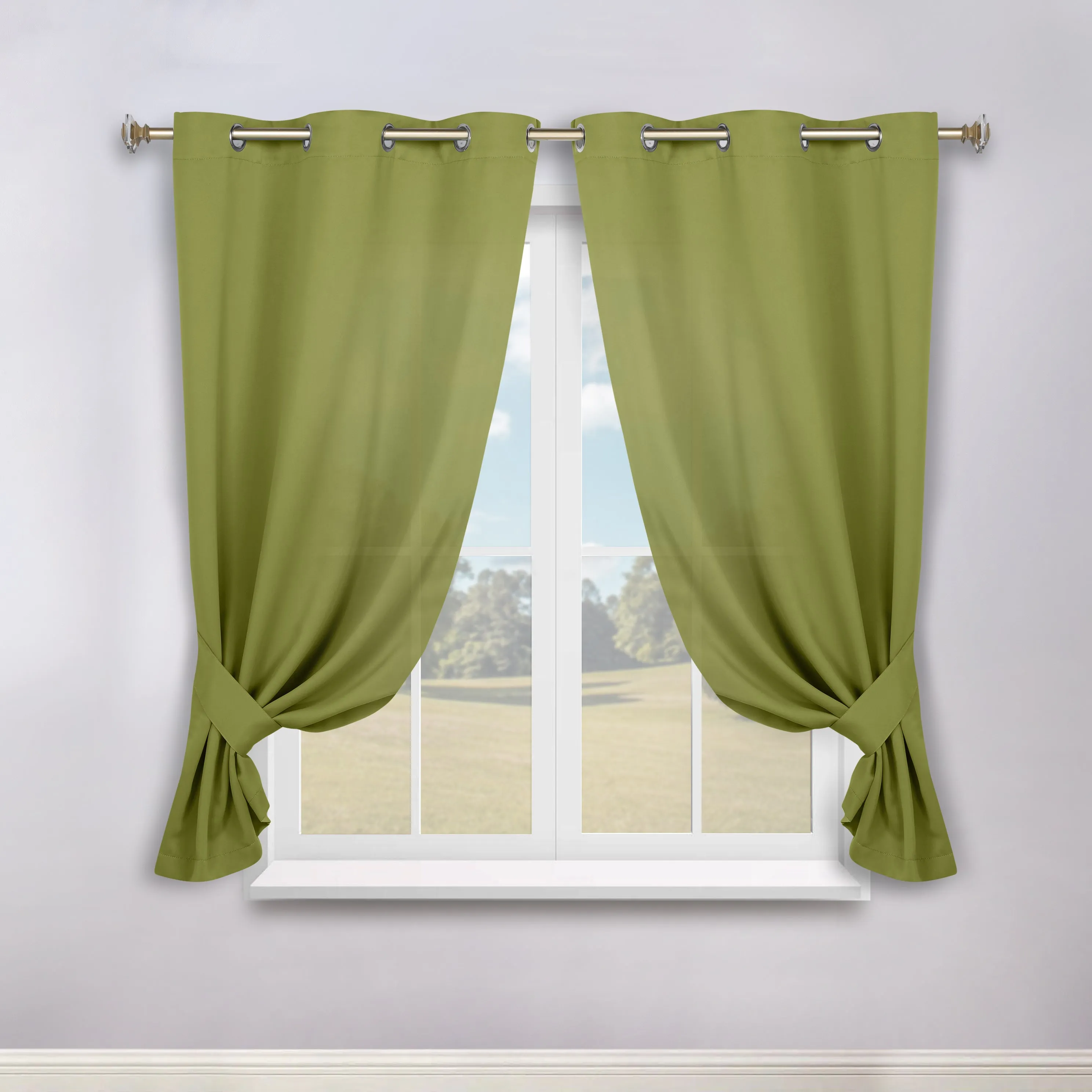 Classic Modern Solid Room Darkening Blackout Curtain Panels, Set of 2