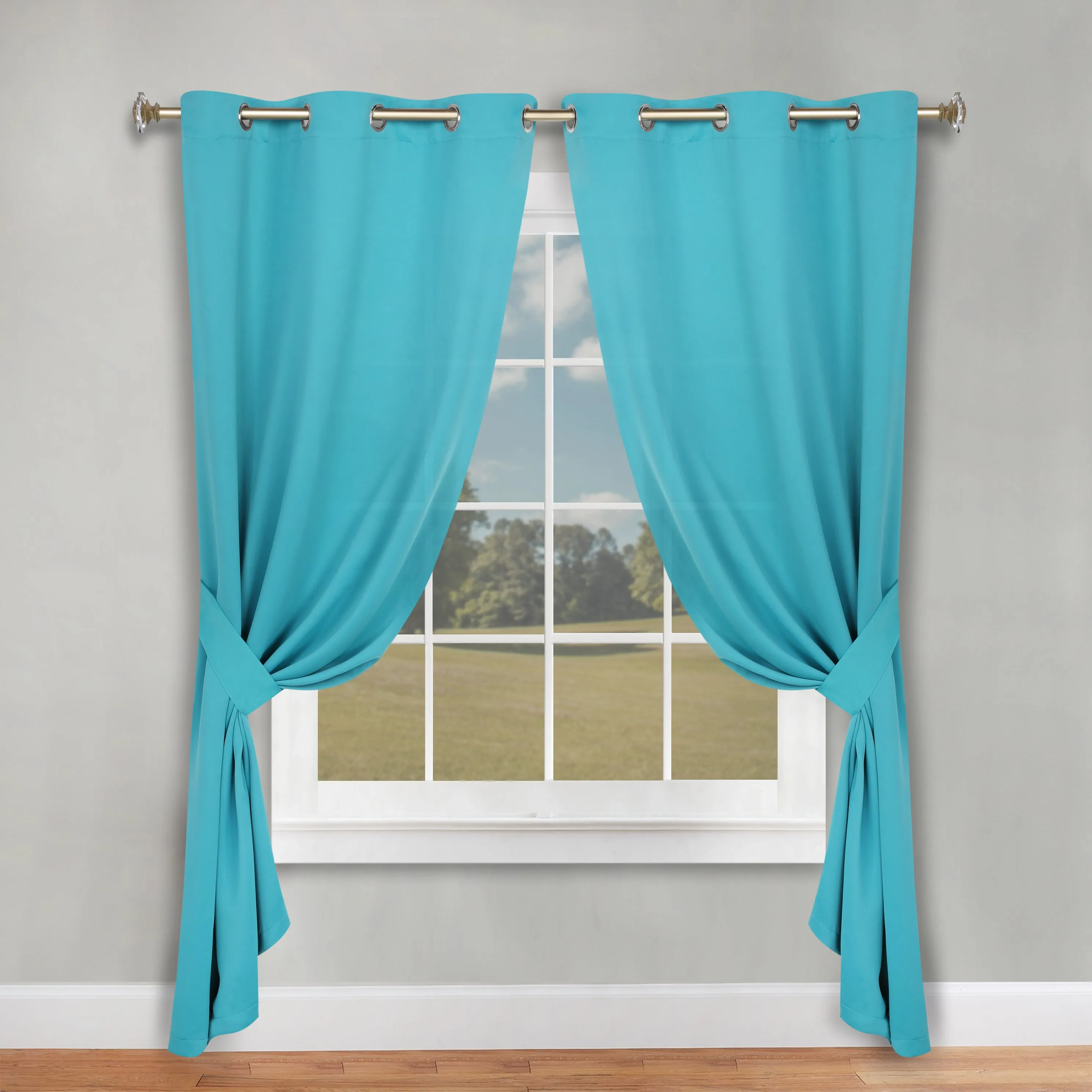 Classic Modern Solid Room Darkening Blackout Curtain Panels, Set of 2