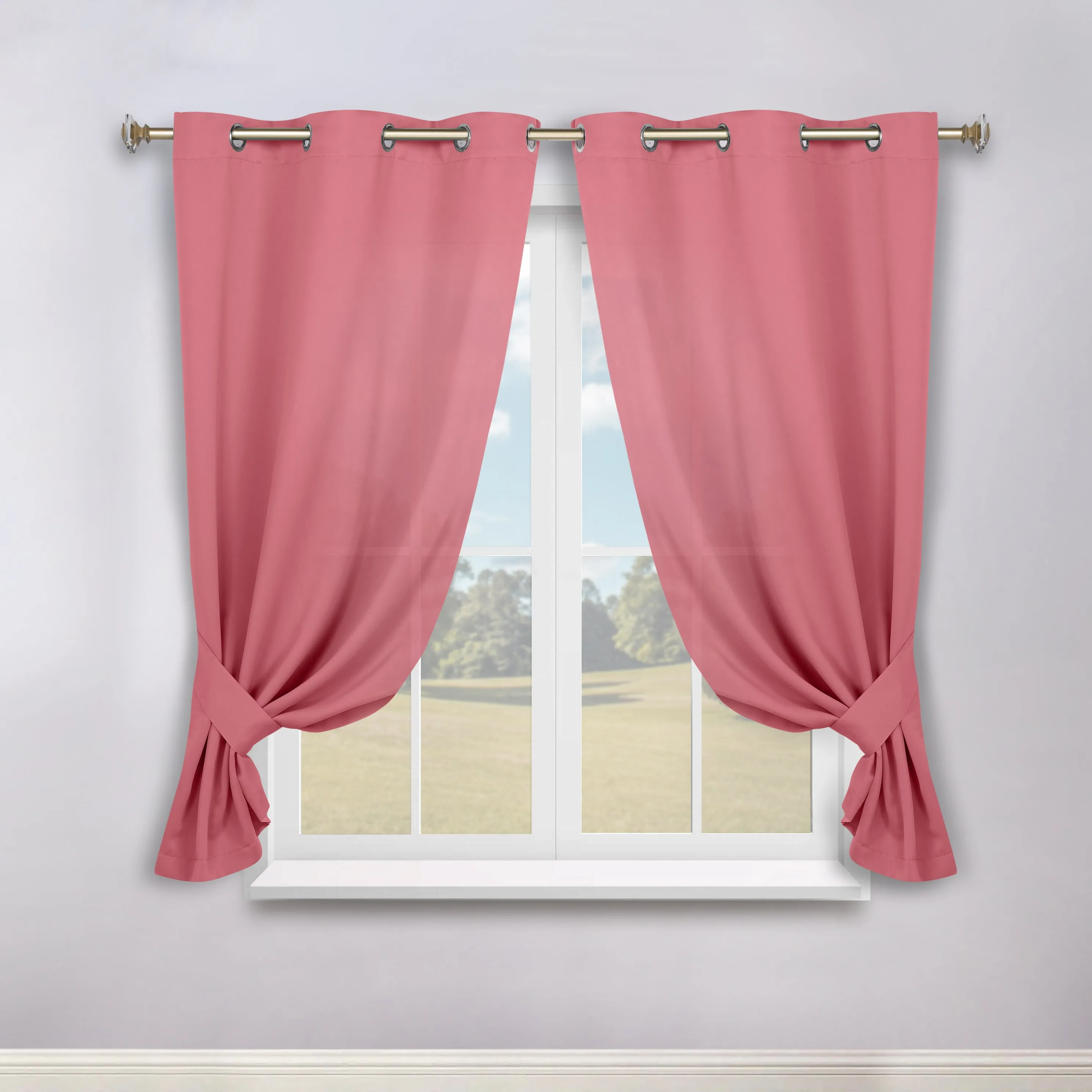Classic Modern Solid Room Darkening Blackout Curtain Panels, Set of 2