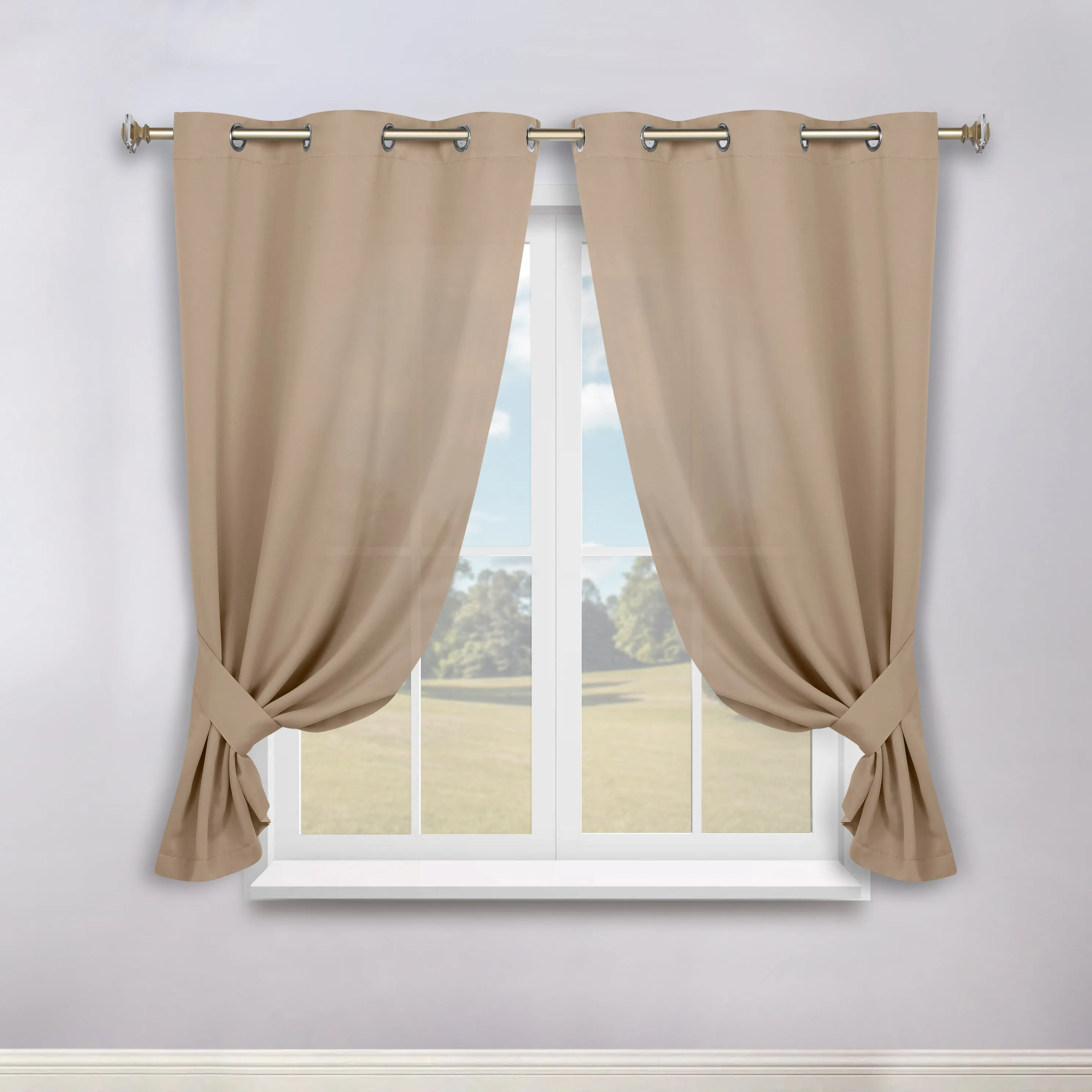 Classic Modern Solid Room Darkening Blackout Curtain Panels, Set of 2