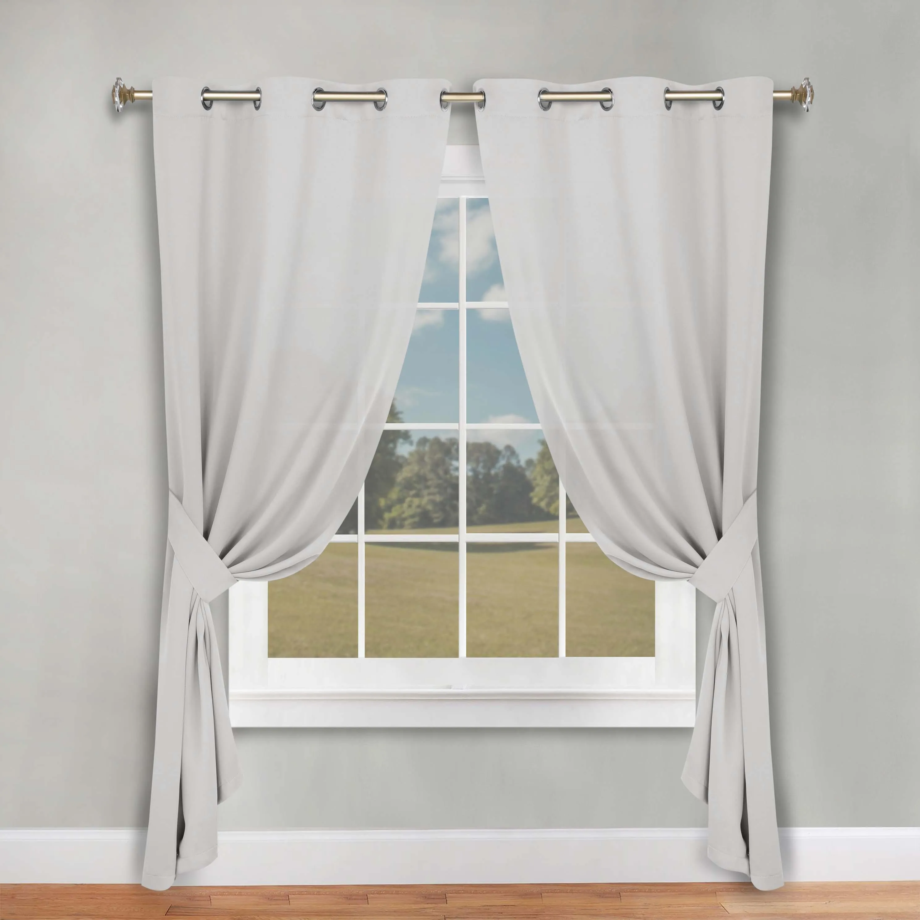 Classic Modern Solid Room Darkening Blackout Curtain Panels, Set of 2