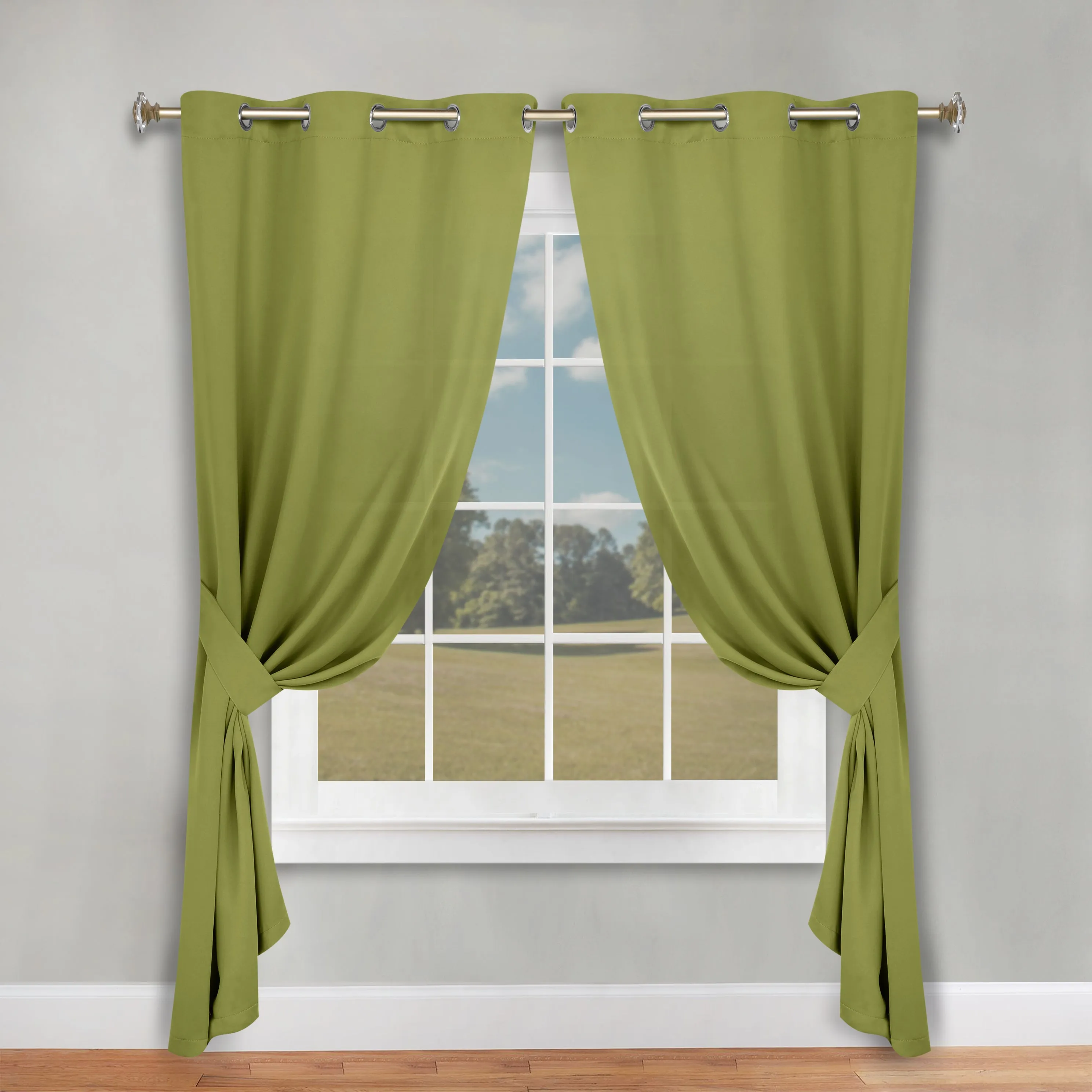 Classic Modern Solid Room Darkening Blackout Curtain Panels, Set of 2