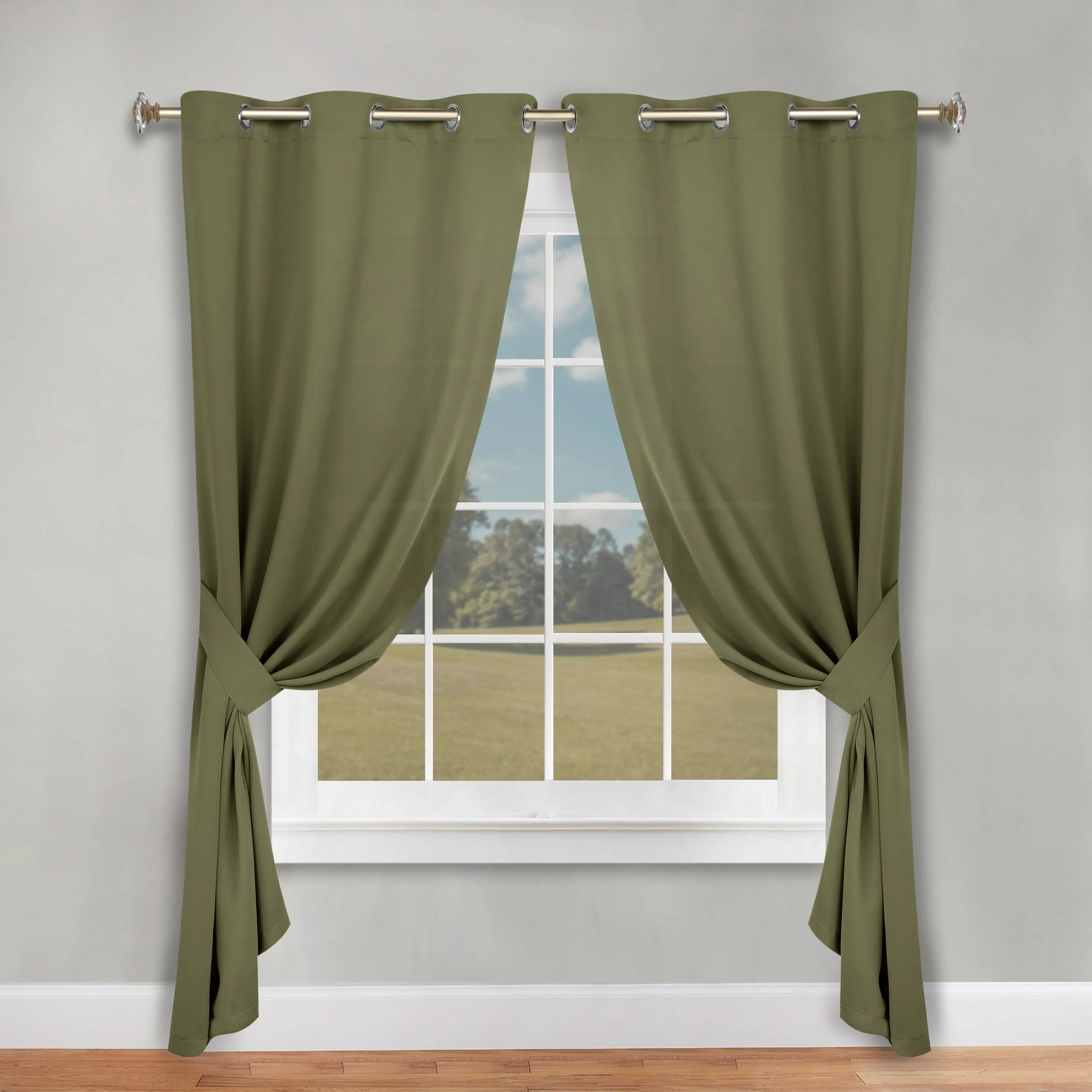 Classic Modern Solid Room Darkening Blackout Curtain Panels, Set of 2